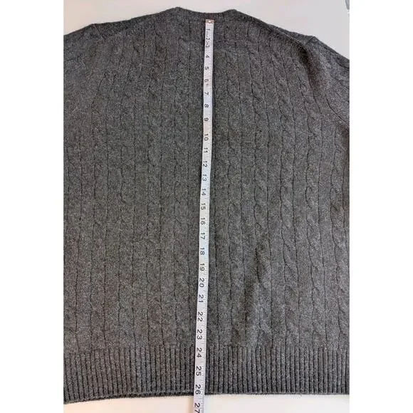 Brooks Brothers Men 100% Cashmere Sweater 2-Ply Size Large Cable Knit Italy Gray - Picture 7 of 7